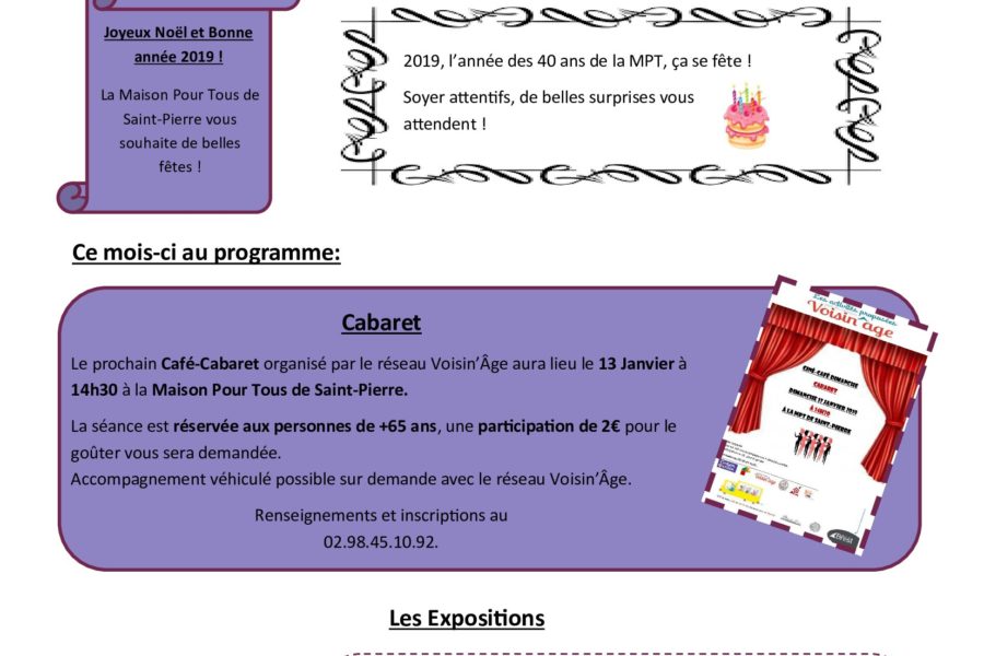 lettre d’information Janvier 2019