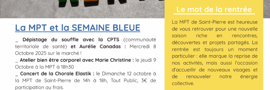 C’est la rentrée ! Infolettre septembre-octobre 2025